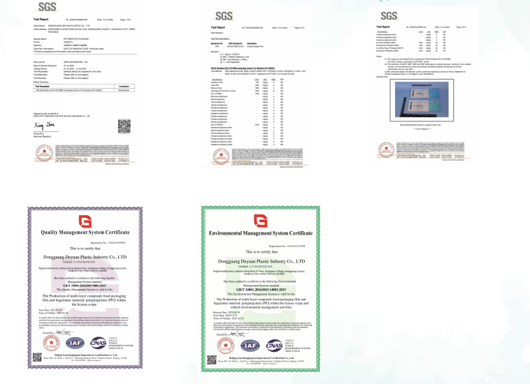 Partner factory certifications: SGS test report, quality management system certificate and environmental management system certificate